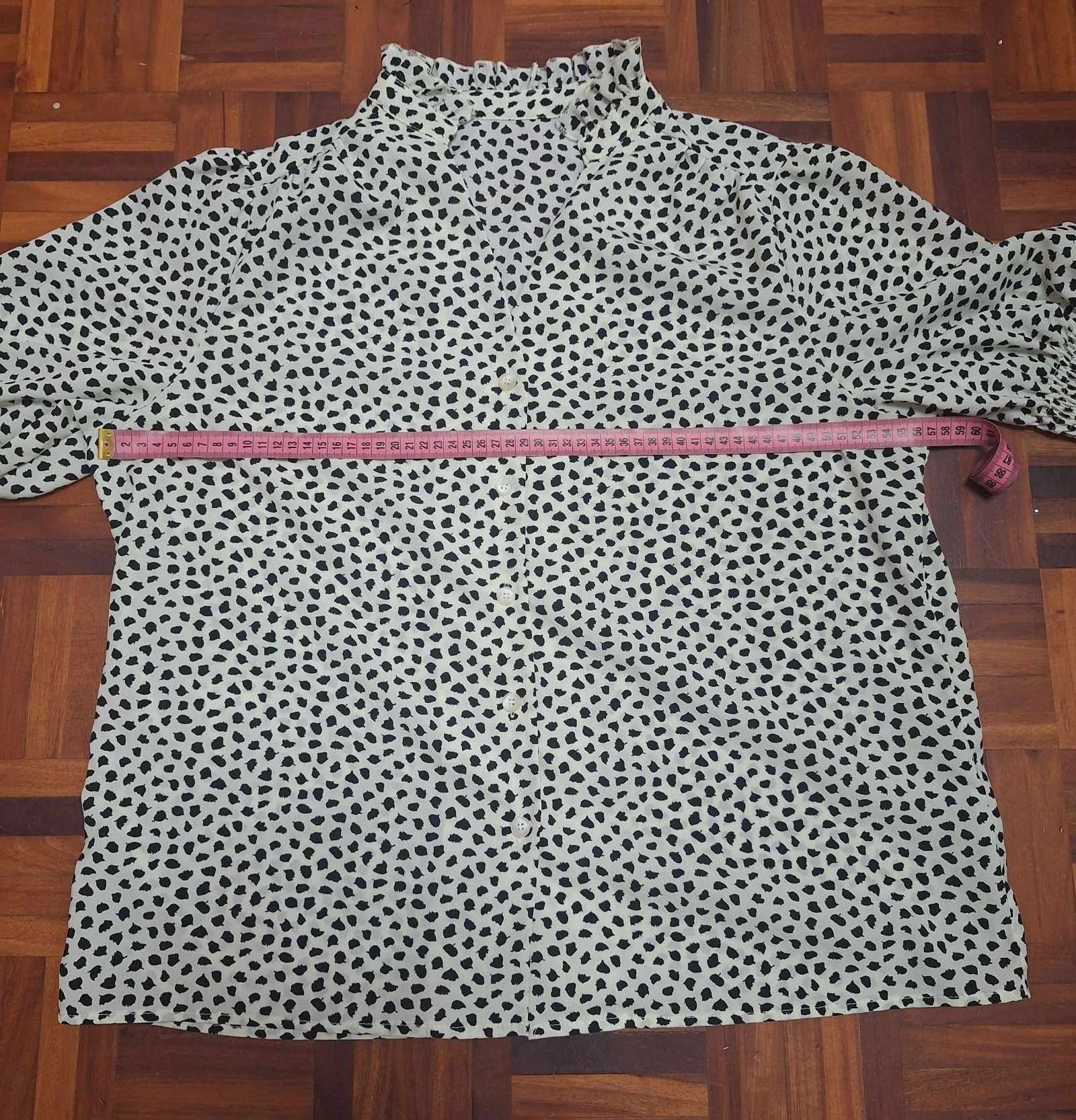 Hapsco animal print beige French sleeve blouse size XL – photo 7